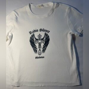 Brandy Melville White Tee with Black Graphic